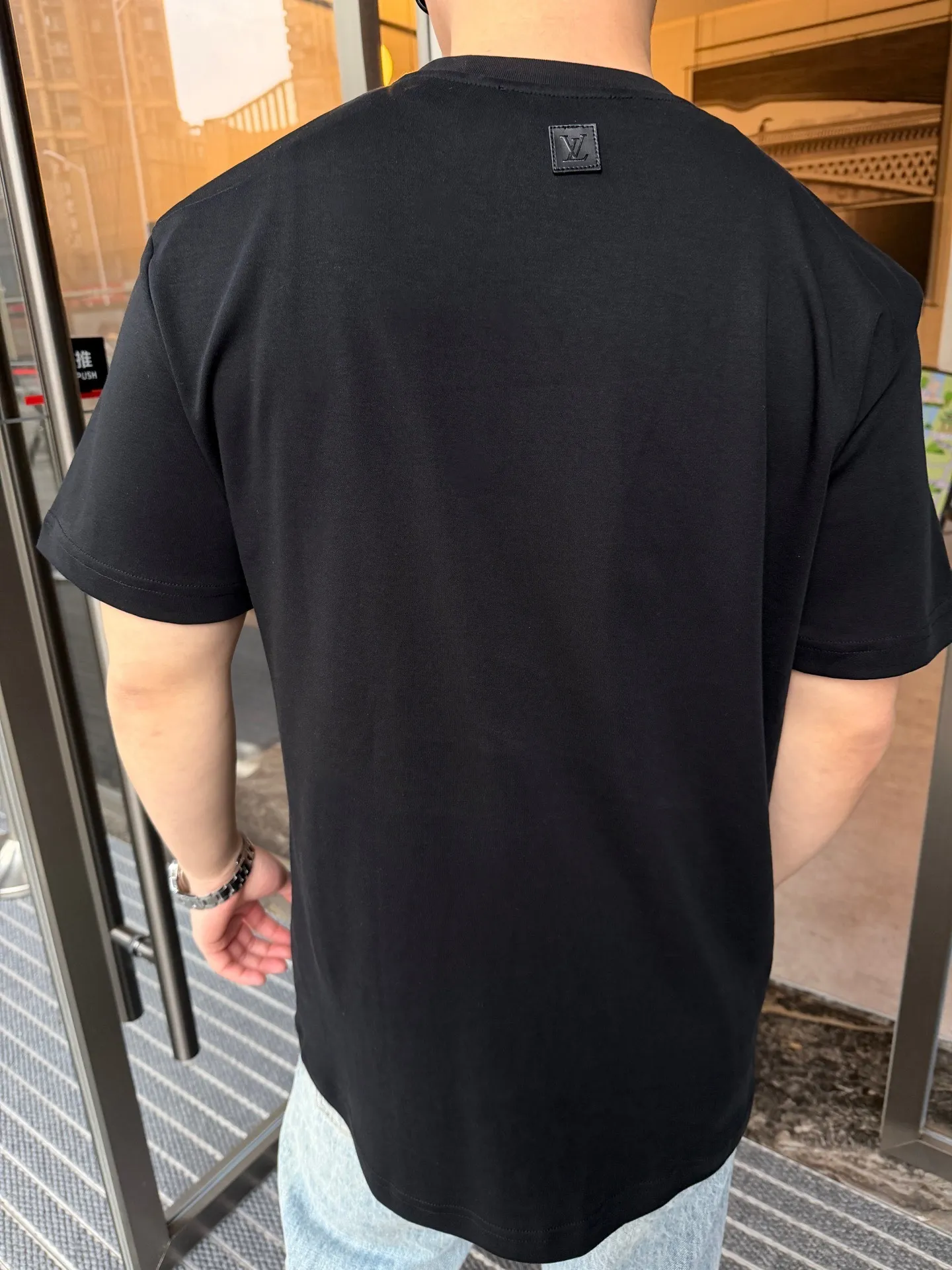 Louis Vuitton/Louis Vuitton three-flower embroidery logo embroidered short sleeves